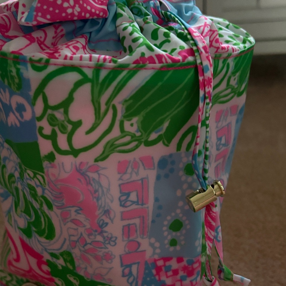 Lilly Pulitzer Multi-Color Crazy Quilt Pouch Plastic Waterproof Pool Bag - Picture 5 of 7